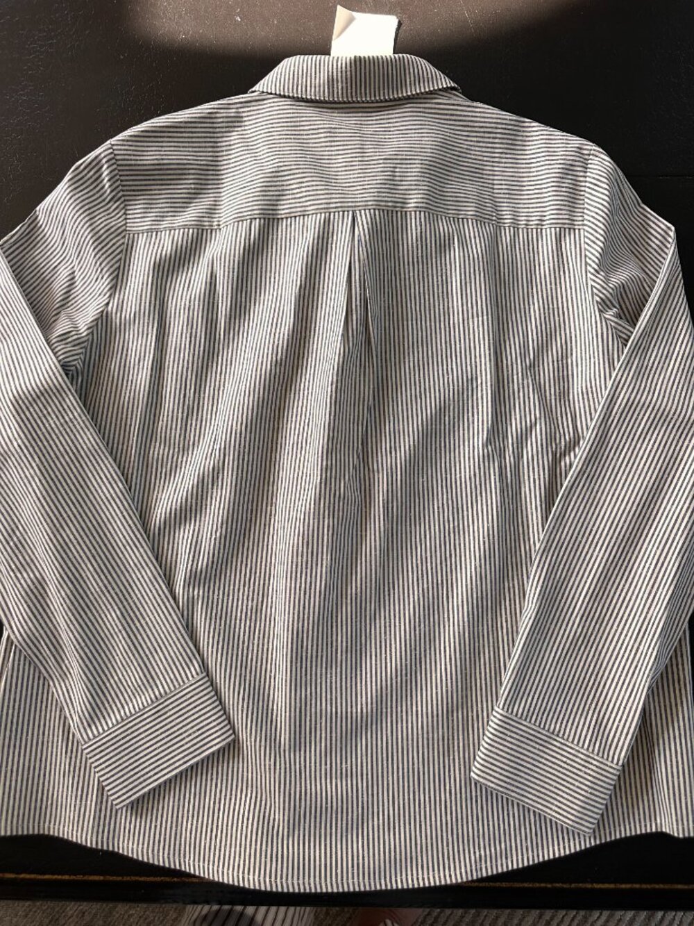 NWT Sézane Chemise Tomboy Stripe Shirt Ecru Blue Button Down Cotton 44 /US 12 - Picture 7 of 11